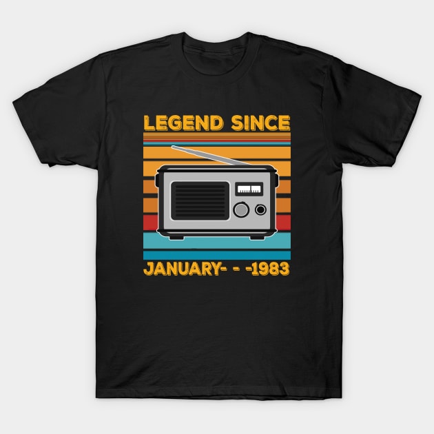 Legend Since 1983 Birthday 40th January T-Shirt by kiwodesign